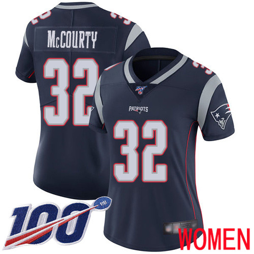 New England Patriots Football #32 100th Limited Navy Blue Women Devin McCourty Home NFL Jersey->new england patriots->NFL Jersey